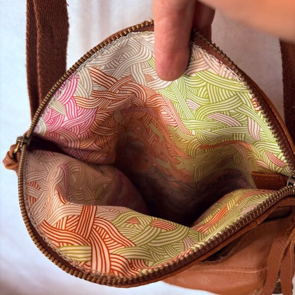 The Sak Flap Genuine Leather Crossbody Bag Purse Studded Brown - Picture 10 of 15